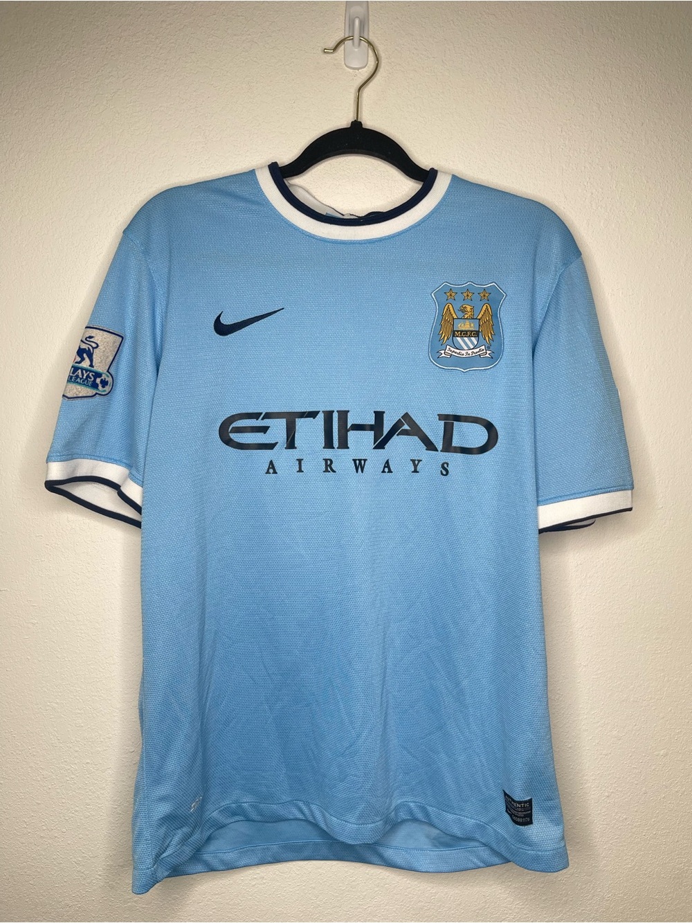Iconic KUN AGÜERO #16 Man City Home Soccer Jersey Premier League Champions Large